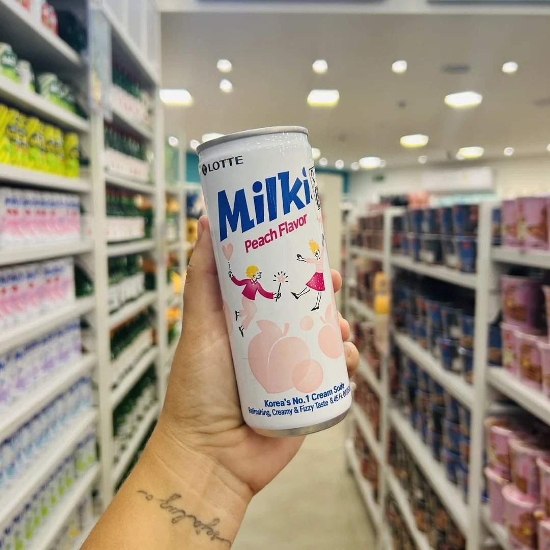 Bebida Coreana Refrigerante Leite Milkis Lotte 250ml Sabor Pêssego