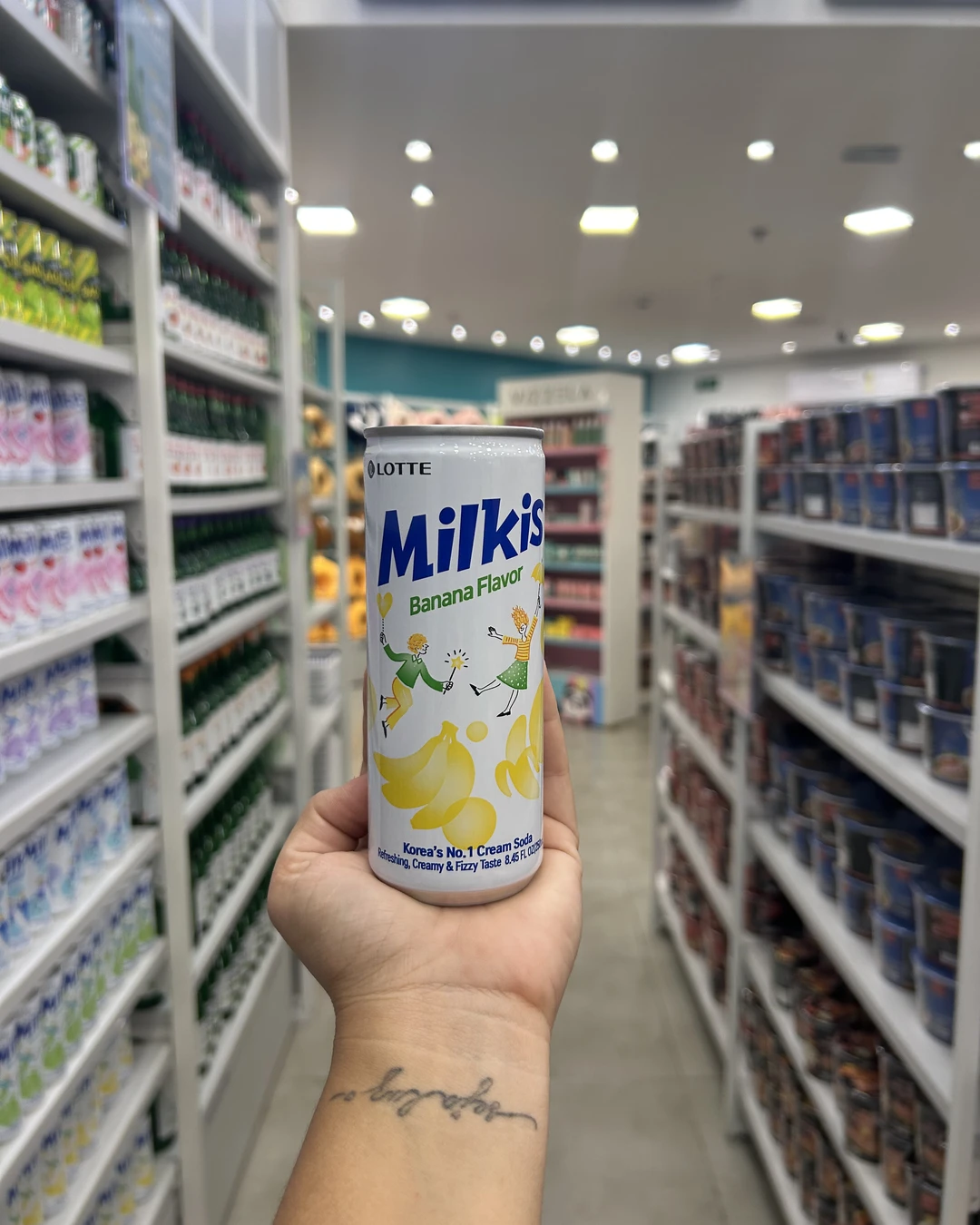 Bebida Coreana Refrigerante Leite Milkis Lotte 250ml Sabor Banana