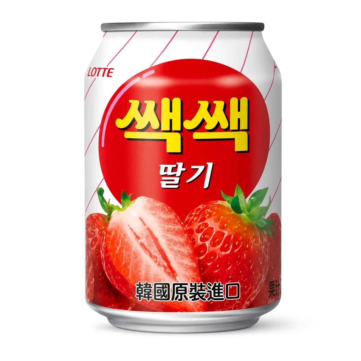 Bebida Sac Sac Lotte Sabor Morango de 238 ml, foto de estúdio recriada por IA a partir de foto real
