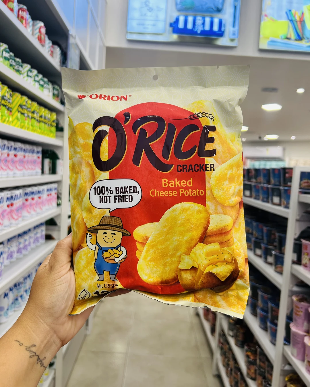 Biscoito de Arroz Coreano O'Rice Orion 129g Sabor Queijo com Batata