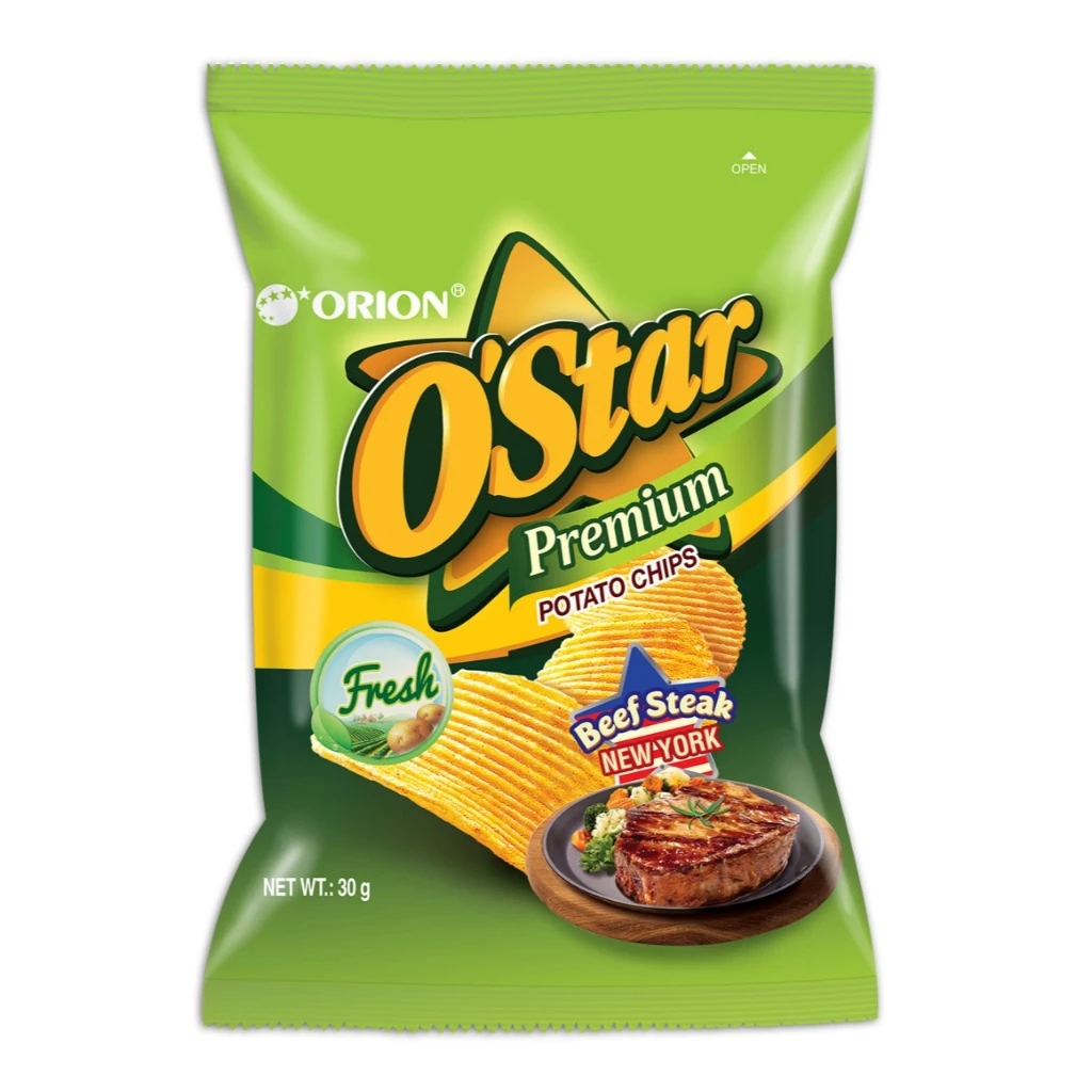 Salgadinho Coreano O’Star Orion 30g | Batata Frita Crocante | Snack Sabor Bife NY