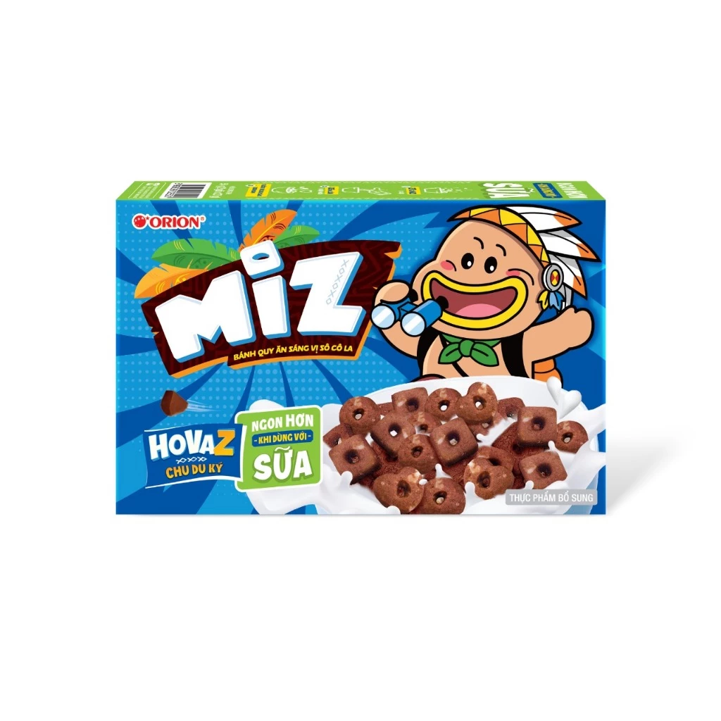 Biscoito Coreano Orion Miz Chocolate 54g | Ceral, Crocante, Divertido e Delicioso | Mimos Korea