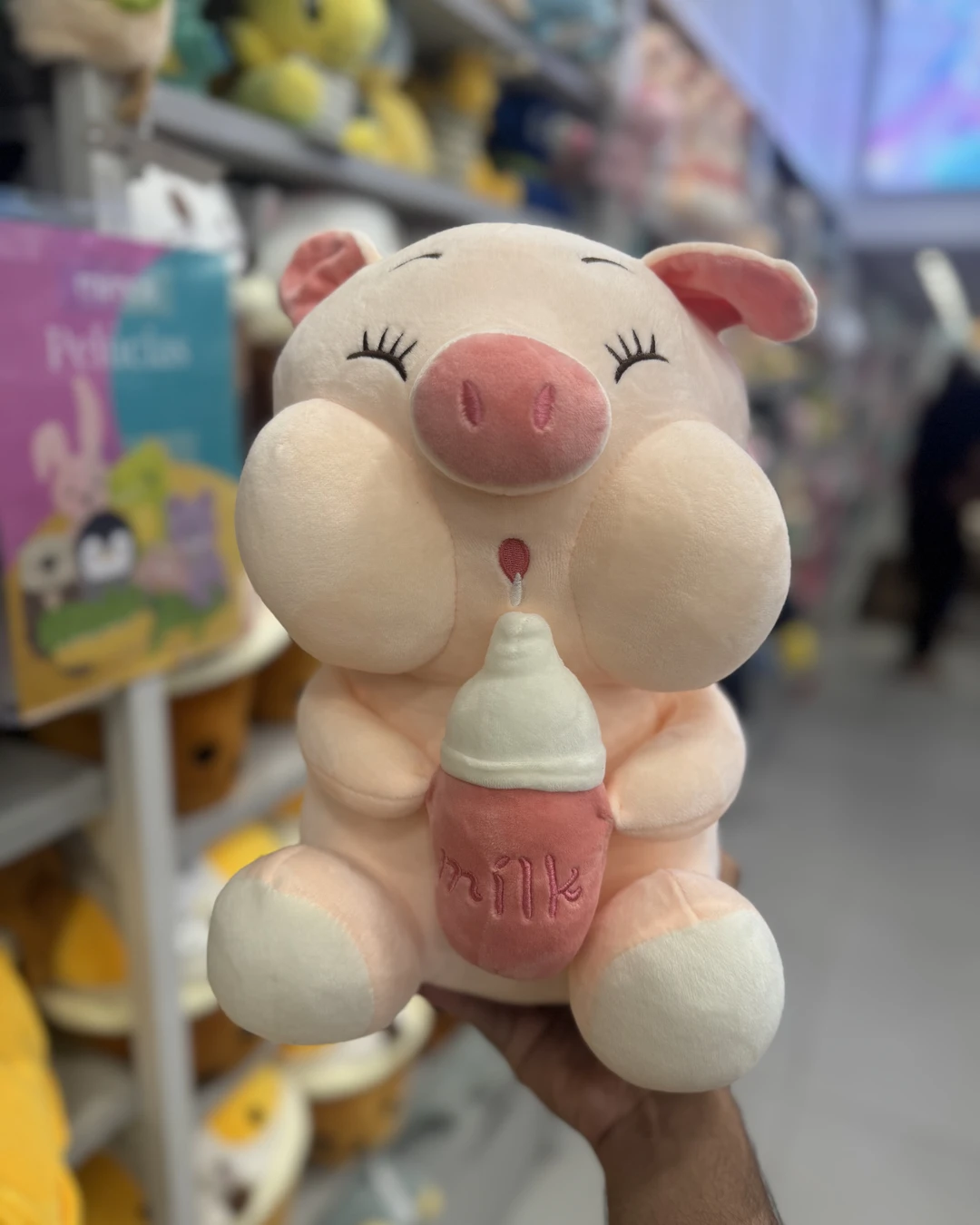 Pelúcia Porquinho Rosa Mamadeira de 35cm