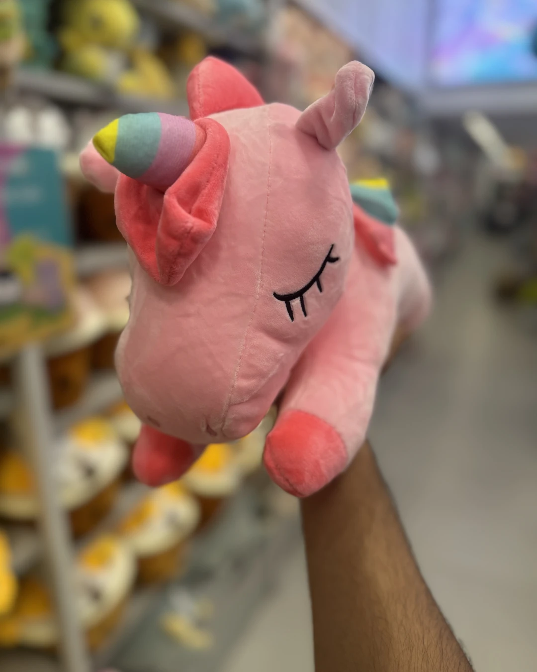 Pelúcia Unicórnio Fofo Deitado Rosa de 50cm