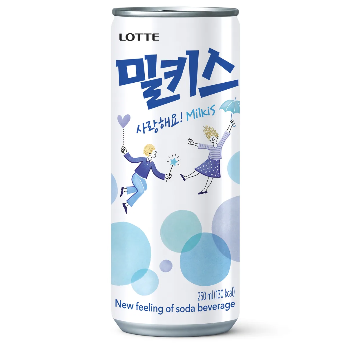 Refrigerante Milkis Lotte Original de 250ml, foto de estúdio recriada por IA a partir de foto real