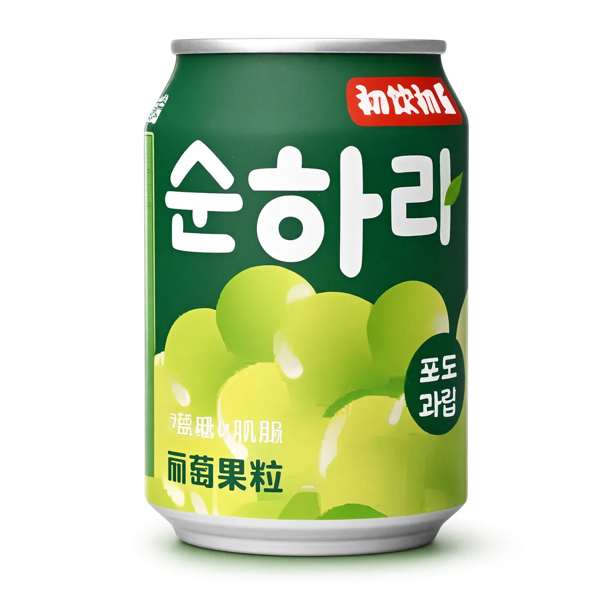 Suco Yantai Sabor Uva de 238 ml, foto de estúdio recriada por IA a partir de foto real