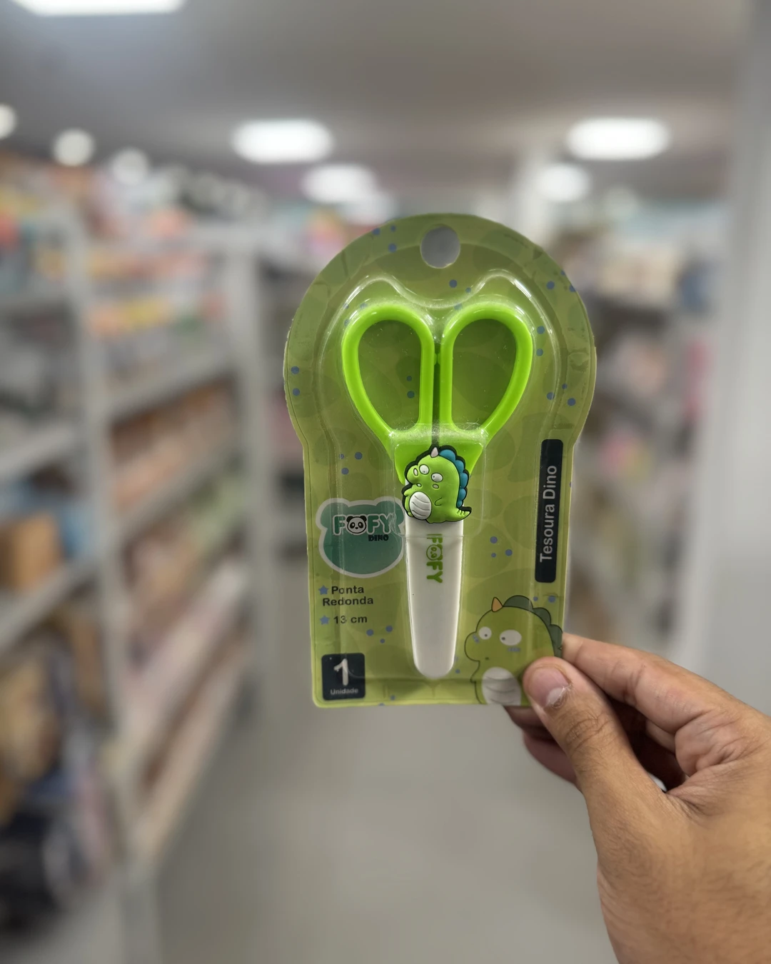 Tesoura Escolar Dino Verde Fofy